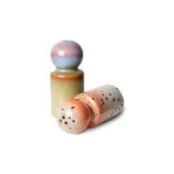 HK Living 70's ACE7082 Peper- En Zoutstel 9,8 Cm Aardewerk Asteroids-Peat 2-delig -Keukengerei Winkel ace7082 eg 1