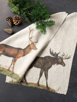 Oldenhof Deer & Moose Handdoek 42 X 60 Cm Linnen 2 Stuks -Keukengerei Winkel linoroom kitchen towels moose and deer lr4