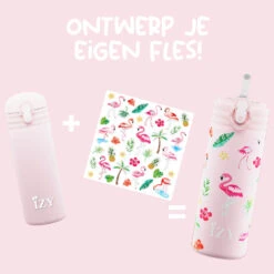 IZY Kids Drinkfles 350 Ml Pink Flamingo Rvs -Keukengerei Winkel pink flamingo 350ml kids bottle v6