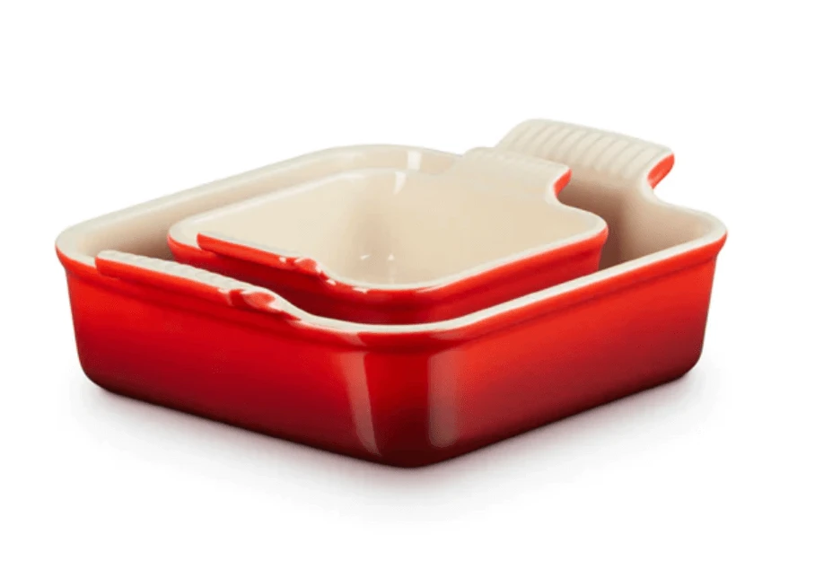Le Creuset Ovenschalenset Aardewerk Kersrood 2-delig 3 Le Creuset Ovenschalenset Aardewerk Kersrood 2-delig