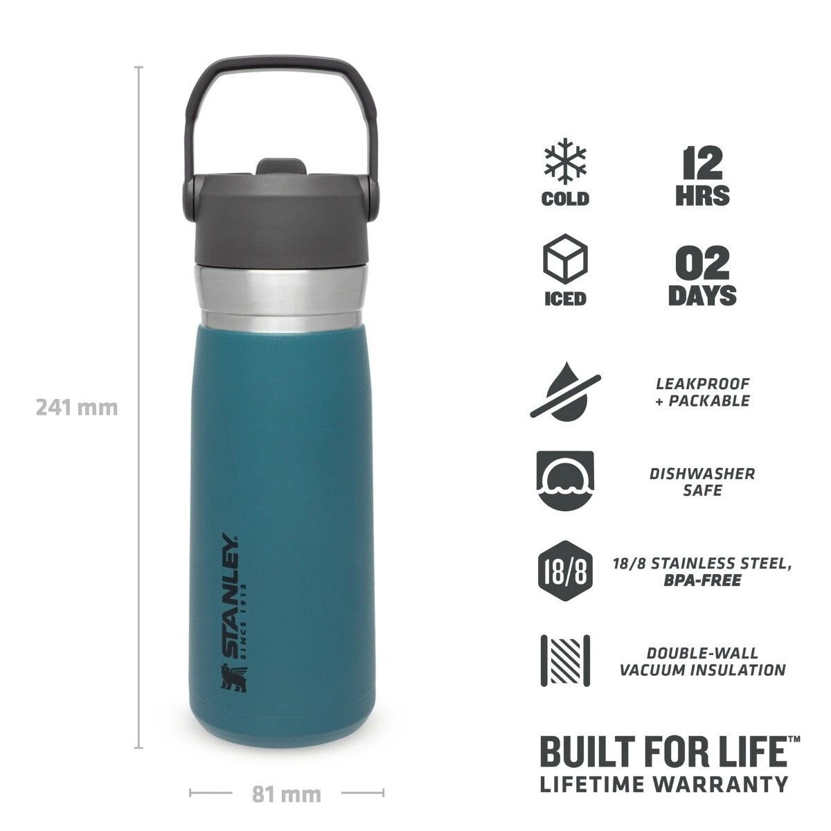 Stanley The IceFlow Flip Straw Water Bottle 650 Ml Lagoon 4 Stanley The IceFlow Flip Straw Water Bottle 650 Ml Lagoon - Image 2