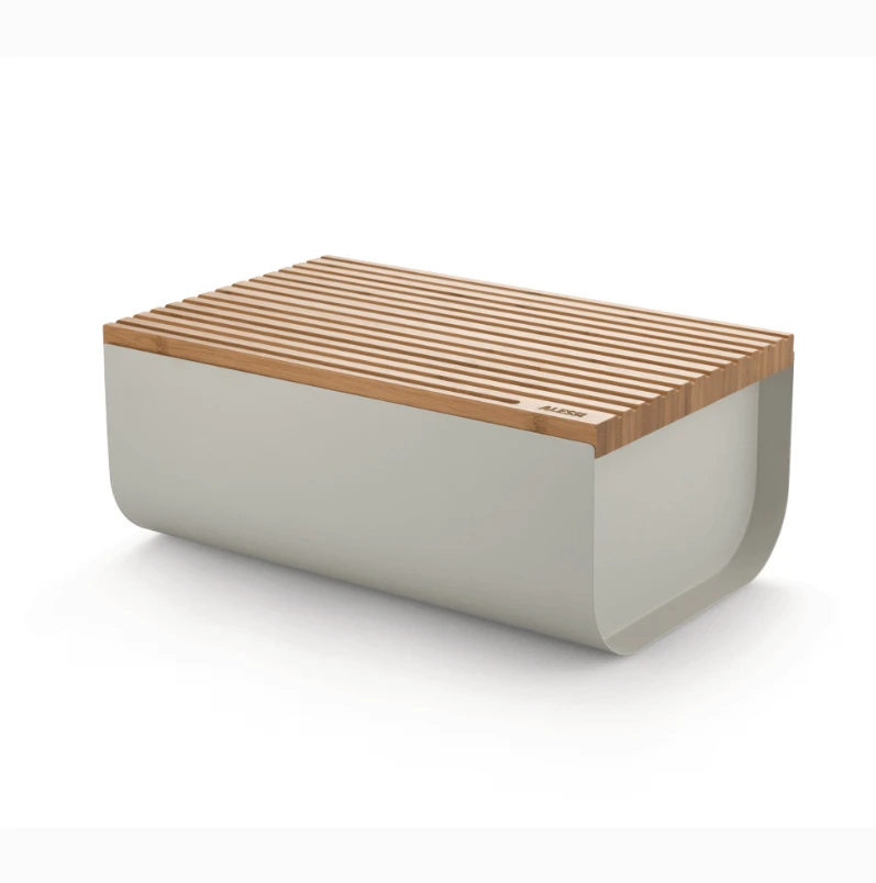 Alessi BG03 WG Mattina Broodtrommel Met Snijplank 34 X 21 Cm Staal Warmgrijs
